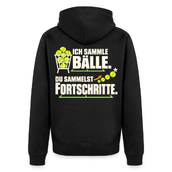Tennistrainer Tennis Coach Tennislehrer Geschenk - Unisex Premium Bio Zip Hoodie - Schwarz - Hinten - Nico (187cm)