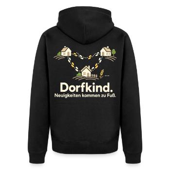 Dorfkind Dorfleben Dorfhumor Heimatliebe - Unisex Premium Bio Zip Hoodie - Schwarz - Hinten - Nico (187cm)