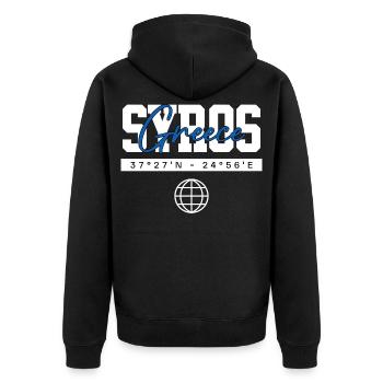Syros Griechenland Koordinaten Reise Souvenir - Unisex Premium Bio Zip Hoodie - Schwarz - Hinten - Nico (187cm)
