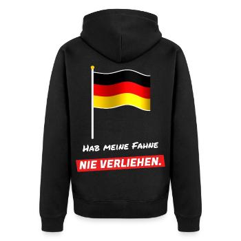 Hab meine Fahne nie verliehen - Schwarz Rot Gold - Unisex Premium Bio Zip Hoodie - Schwarz - Hinten - Nico (187cm)