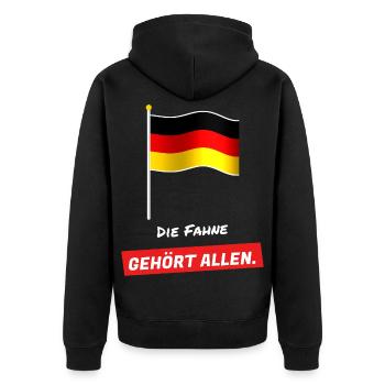 Die Fahne gehört allen - Schwarz Rot Gold - Unisex Premium Bio Zip Hoodie - Schwarz - Hinten - Nico (187cm)