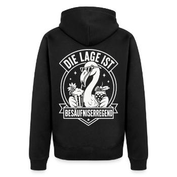 Die Lage ist besäufniserregend - Unisex Premium Bio Zip Hoodie - Schwarz - Hinten - Nico (187cm)