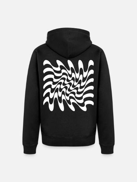 Hypnotischer monochromer Wirbel - Unisex Premium Bio Zip Hoodie - Schwarz