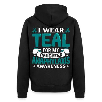 Anaphylaxie Tochter - Ich trag Türkis - Unisex Premium Bio Zip Hoodie - Schwarz - Hinten - Nico (187cm)
