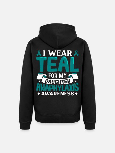 Anaphylaxie Tochter - Ich trag Türkis - Unisex Premium Bio Zip Hoodie - Schwarz