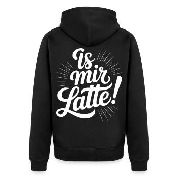 Is mir Latte egal Scheißegal Wurst Sprüche Mann - Unisex Premium Bio Zip Hoodie - Schwarz - Hinten - Nico (187cm)