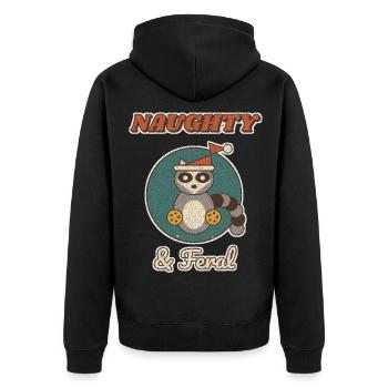 Unartiger und verwilderter Weihnachtswaschbär - Unisex Premium Bio Zip Hoodie - Schwarz - Hinten - Nico (187cm)