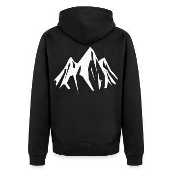 Spitzengipfel Silhouette - Unisex Premium Bio Zip Hoodie - Schwarz - Hinten - Nico (187cm)