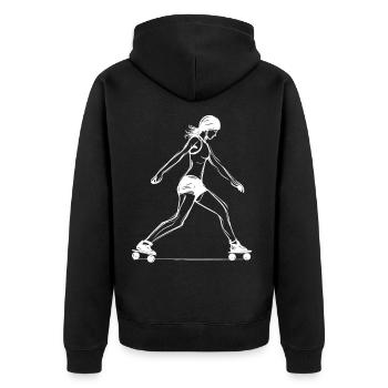 Rollschuh Mädchen Zeichnung - Unisex Premium Bio Zip Hoodie - Schwarz - Hinten - Nico (187cm)