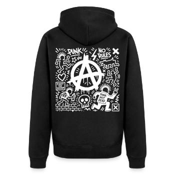 PUNK - Unisex Premium Bio Zip Hoodie - Schwarz - Hinten - Nico (187cm)