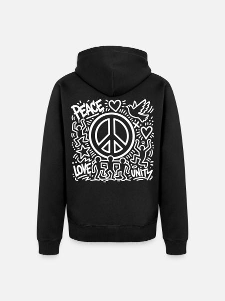 Frieden - Unisex Premium Bio Zip Hoodie - Schwarz