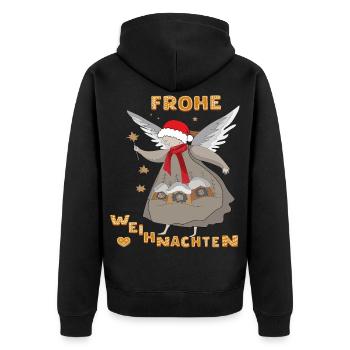 Frohe Weihnachten - Unisex Premium Bio Zip Hoodie - Schwarz - Hinten - Nico (187cm)