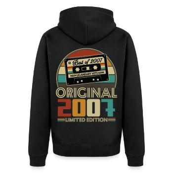 Original 2007 Jahrgang Vintage Geburtstag Retro - Unisex Premium Bio Zip Hoodie - Schwarz - Hinten - Nico (187cm)
