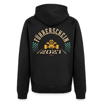 Führerschein 2027 (Fahranfänger / 4C) - Unisex Premium Bio Zip Hoodie - Schwarz - Hinten - Nico (187cm)
