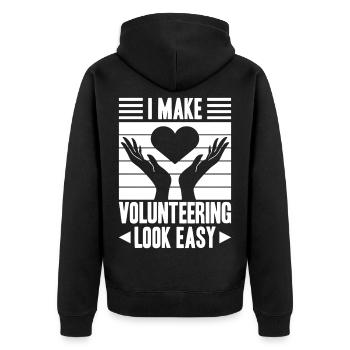 Social Worker Quote I Make Look Easy Social - Unisex Premium Bio Zip Hoodie - Schwarz - Hinten - Nico (187cm)
