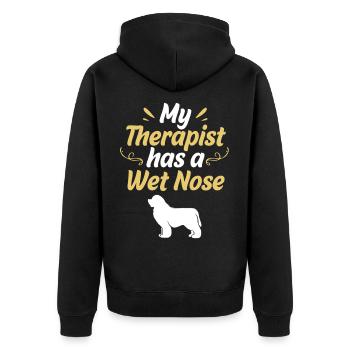 Therapiehund - Unisex Premium Bio Zip Hoodie - Schwarz - Hinten - Nico (187cm)