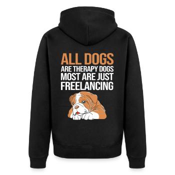 Therapiehund - Unisex Premium Bio Zip Hoodie - Schwarz - Hinten - Nico (187cm)