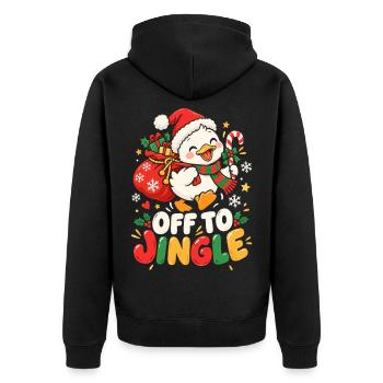 Weihnachts-Pinguin auf Tour - Unisex Premium Bio Zip Hoodie - Schwarz - Hinten - Nico (187cm)
