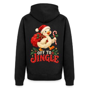 Jingle Duck Weihnachtsfreude - Unisex Premium Bio Zip Hoodie - Schwarz - Hinten - Nico (187cm)