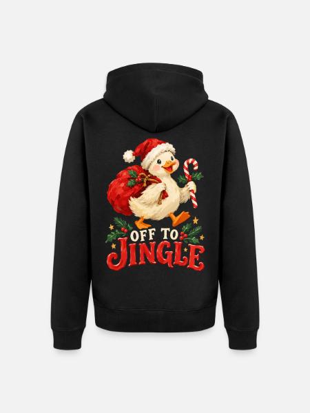 Jingle Duck Weihnachtsfreude - Unisex Premium Bio Zip Hoodie - Schwarz