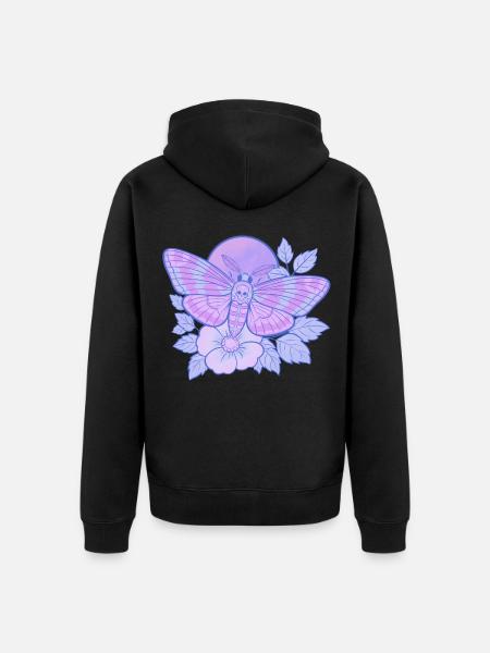 Mystic Skull Moth Pastellpastell - Unisex Premium Bio Zip Hoodie - Schwarz