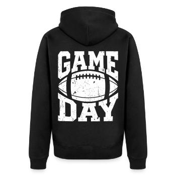 Spieltag – Fußballfan Football Mom Tailgate - Unisex Premium Bio Zip Hoodie - Schwarz - Hinten - Nico (187cm)