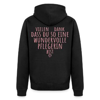 Beste Pflegerin Herz Dankeschön Altenpflege - Unisex Premium Bio Zip Hoodie - Schwarz - Hinten - Nico (187cm)