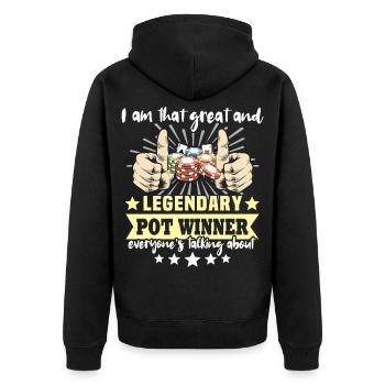Poker Pokerspieler - Unisex Premium Bio Zip Hoodie - Schwarz - Hinten - Nico (187cm)