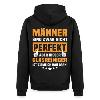 Lustige Glasreiniger Sprüche - Unisex Premium Bio Zip Hoodie - Schwarz - Hinten - Nico (187cm)
