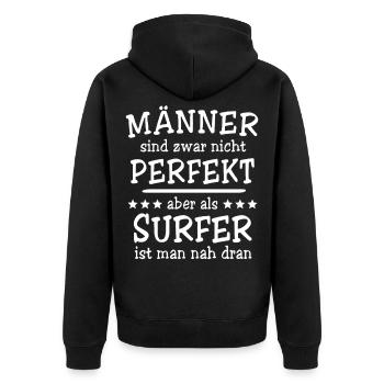 Surfer Männer - Unisex Premium Bio Zip Hoodie - Schwarz - Hinten - Nico (187cm)