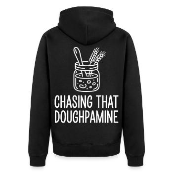 Backfreude im Glas - Unisex Premium Bio Zip Hoodie - Schwarz - Hinten - Nico (187cm)