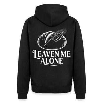 LeaveMeAlone Text mit Weizen - Unisex Premium Bio Zip Hoodie - Schwarz - Hinten - Nico (187cm)