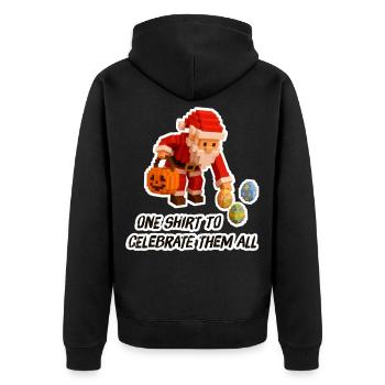 One shirt to celebrate them all - Unisex Premium Bio Zip Hoodie - Schwarz - Hinten - Nico (187cm)