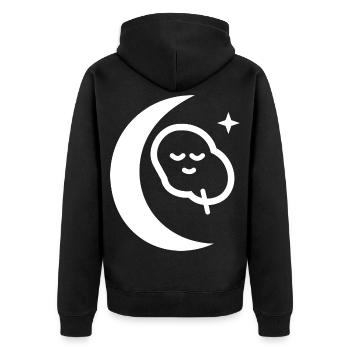 Mondbeschienener Schlafmond-Symbol - Unisex Premium Bio Zip Hoodie - Schwarz - Hinten - Nico (187cm)