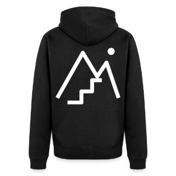 Treppengipfelberg - Unisex Premium Bio Zip Hoodie - Schwarz - Hinten - Nico (187cm)