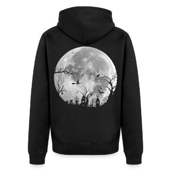 Ganze Nacht: Unheimlicher Wald - Unisex Premium Bio Zip Hoodie - Schwarz - Hinten - Nico (187cm)