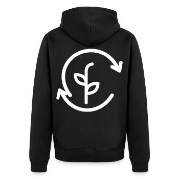 Sprout Circle Wachstumsemblem - Unisex Premium Bio Zip Hoodie - Schwarz - Hinten - Nico (187cm)