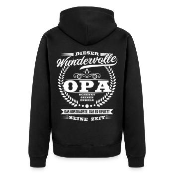 Geschenke für Opa Wundervoller Opa - Unisex Premium Bio Zip Hoodie - Schwarz - Hinten - Nico (187cm)