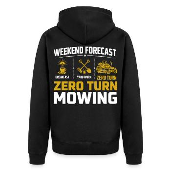 Wochenende Vorhersage Rasenmähen Zero Turn - Unisex Premium Bio Zip Hoodie - Schwarz - Hinten - Nico (187cm)