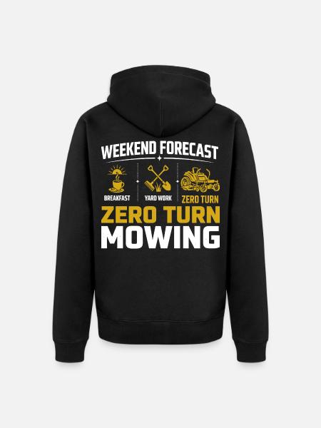 Wochenende Vorhersage Rasenmähen Zero Turn - Unisex Premium Bio Zip Hoodie - Schwarz