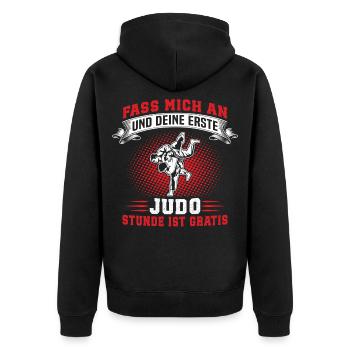 JUDO  - Unisex Premium Bio Zip Hoodie - Schwarz - Hinten - Nico (187cm)