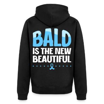 Glatze ist schön - Neue Schönheit - Unisex Premium Bio Zip Hoodie - Schwarz - Hinten - Nico (187cm)