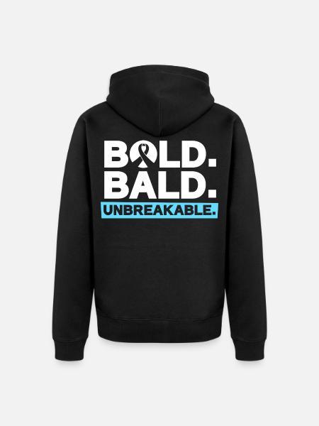 Glatze mit Mut - Unzerbrechlich stark - Unisex Premium Bio Zip Hoodie - Schwarz