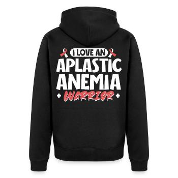 Ich liebe einen Kämpfer - Anämie Support - Unisex Premium Bio Zip Hoodie - Schwarz - Hinten - Nico (187cm)