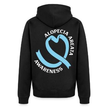Alopecia Areata - Bewusstsein & Herz - Unisex Premium Bio Zip Hoodie - Schwarz - Hinten - Nico (187cm)