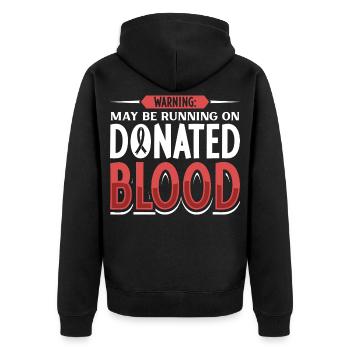 Spenderblut Spruch - Aplastische Anämie - Unisex Premium Bio Zip Hoodie - Schwarz - Hinten - Nico (187cm)