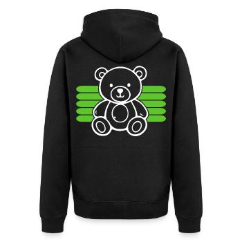 Baby Spielzeug Teddybär Stofftier lustige Sprüche - Unisex Premium Bio Zip Hoodie - Schwarz - Hinten - Nico (187cm)