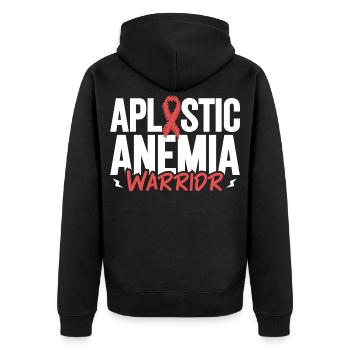 Aplastische Anämie - Tapferer Kämpfer - Unisex Premium Bio Zip Hoodie - Schwarz - Hinten - Nico (187cm)