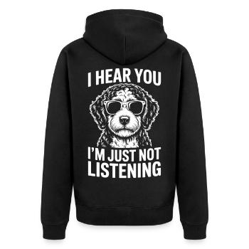 Bernedoodle Spruch Lustiges Bernedoodle Geschenk - Unisex Premium Bio Zip Hoodie - Schwarz - Hinten - Nico (187cm)