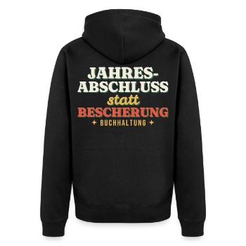 Jahresabschluss statt Bescherung - Buchhaltung - Unisex Premium Bio Zip Hoodie - Schwarz - Hinten - Nico (187cm)